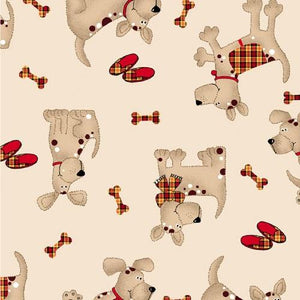 Flannel Beige Dogs 9604-33